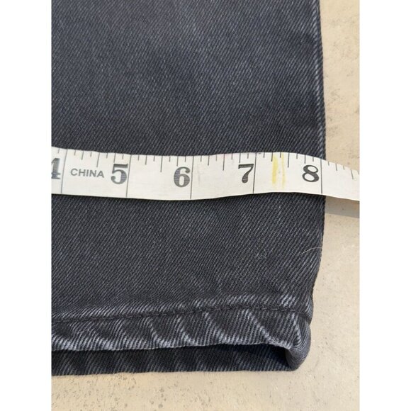 Topshop Womens Dad Jeans Sz 28 Black Mid Rise Straight Leg Distressed Button Fly - Picture 11 of 11